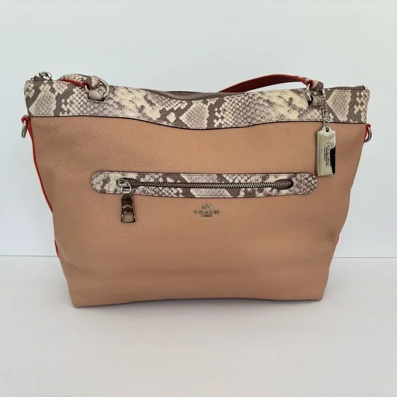 Coach Tyler Tote in Polished Pebble Leather with Python-Embossed Trim (F11759) - Picture 2 of 12